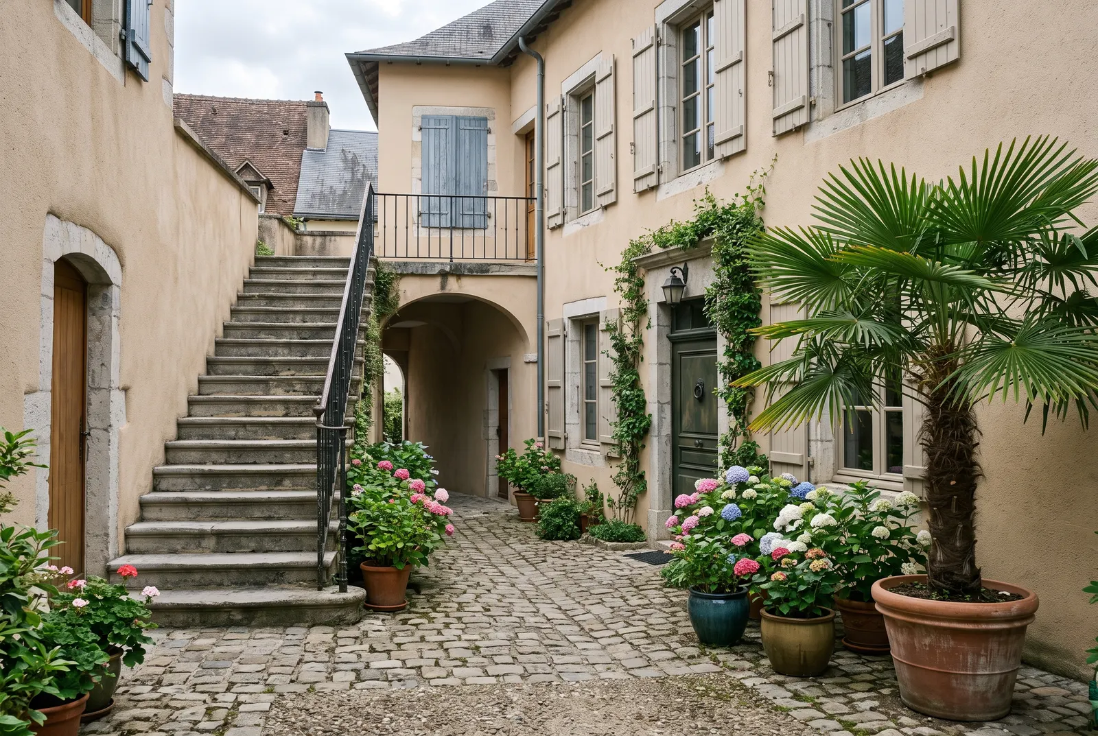 Cour intérieure d'un immeuble à Pau